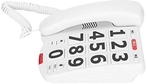 Großtastentelefon für Senioren, Verstärktes Schnurgebundenes Großtastentelefon für Senioren, Superlaute Klingeltöne, Festnetztelefon, Gut Lesbares Tischtelefon mit SOS Rufnummer