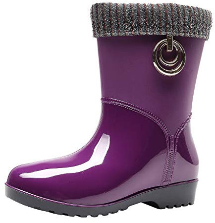 Rumity Gummistiefel Damen Regenstiefel Wasserdicht Gummistiefel Boots Lang Gartenstiefel Atmungsaktiv Gummistiefeletten Wasserdichter Stiefel Damen Lammfell Stiefel Damen