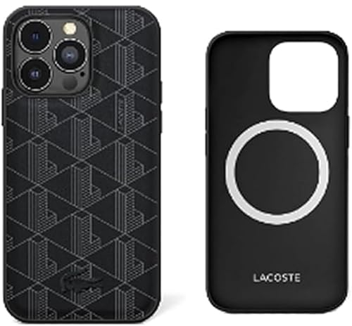 Lacoste LCHMP15LPBSK Coque pour iPhone 15 Pro 6,1 Noir Coque rigide Blend Monogramme