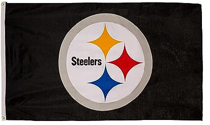 Team Sports America Pittsburgh Steelers 91 x 152 cm Outdoor-Flagge mit Ösen | Schwarz, Buchstabenmuster, Einweihungsparty, Flagge, Sport, Wandmontage, Polyester