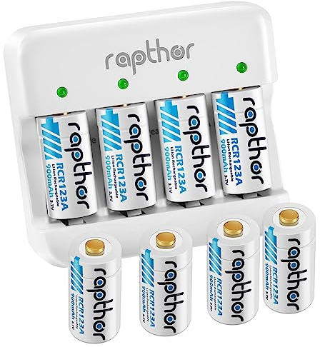 Rapthor 3,7 V 900 mAh Batterien für VMC3030 VMK3200 VMS3130 3230C 3430 3530 Kameras, August Pro WiFi, Taschenlampe (8×Batterien+1×Ladegerät)
