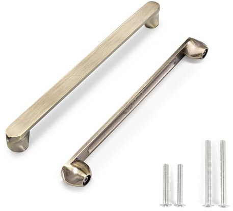 BONADOM 10 Pack 7-1/2 (192mm) Brushed Antique Brass Cabinet Pulls, Solid Zinc Alloy Kitchen Cabinet Handles, Durable & Stylish Hardware for Cabinets, Wardrobes, Drawers Kitchen Cabinet Handles