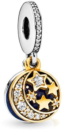 Doyafer 925 ciondolo in argento sterling Stelle e luna in oro rosa per le donne braccialetti collana regalo