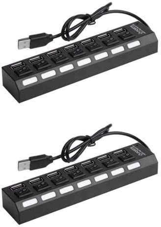 Housoutil 2 Pièces Hub USB Alimenté Hub USB Élevé Port Multi USB Hub USB 7 Ports Hub Multi Chargeur USB Hub USB Alimentation Individuelle Répartiteur Micro USB Hub USB Interne Hub USB Haute