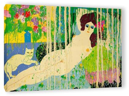 LZ6J8C9 Leinwandbilder,Walasse Ting Poster und Druck auf Leinwand Berühmte Goya's Lover Reproduktion Wandkunst bilder auf Leinwand für Wohnzimmer 60x85cm(24x33Zoll) Innenrahmen