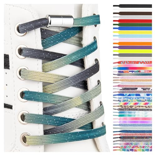 SULPO 2 Paires Lacets élastique plats - attache rapide - Lacets colorés à fermeture rapide - Lacets élastiques pour chaussures - Caoutchouc - Lacets - Lacets enfants & adultes pour baskets