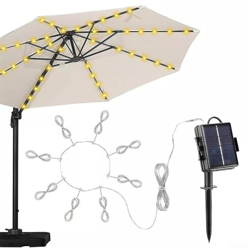 Solar-LED-beleuchteter Terrassenschirm, solarbetriebene Sonnenschirm-Lichter, Garten-Sonnenschirm, Lichtleiste, farbiges Licht für Terrasse, Strand (Farbe)