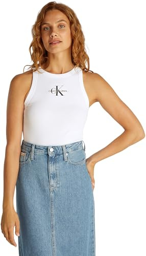 Calvin Klein Damen Tank Top Monologo Rib Skinny Fit