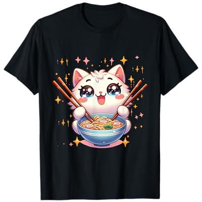 Katze Ramen Essen Nudeln Manga Anime Japanisch Kawaii Süß T-Shirt