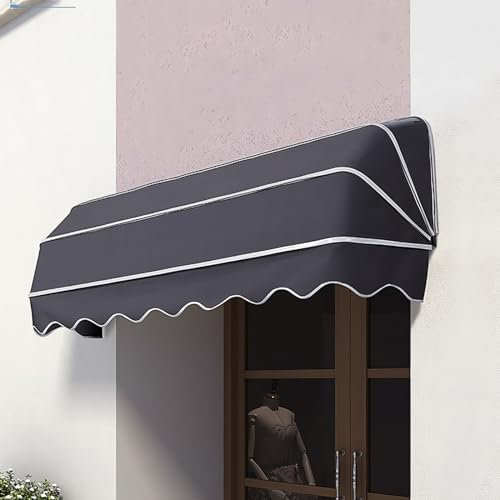 Wasserdichte französische gebogene einziehbare Markise für Türen und Fenster, Polyester, faltbares Vordach für Regen- und Schneeschutz, ideal für Balkon, Terrasse und Café