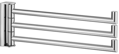 APLusee Barre porte-serviettes pivotante en acier inoxydable 304 avec 3 bras - Fixation murale - Chrome poli