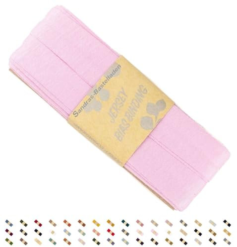 Sandras-Bastelladen Jersey Schrägband/Einfassband elastisch & gefalzt 3m x 20mm - 100% Viskose Rosa