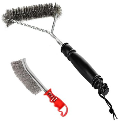 IKOPFLN 1 Stücke 12 zoll/30.5 cm Grillbürste, Mit 1 Metallbürste ausgestattet, Grillbürste messing, messingbürste, Verbrühungshemmender Kunststoffgriff, Grill-Zubehör für Grillrost, Grillzubehör