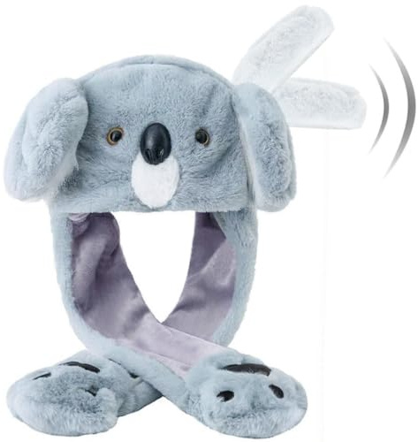 Hpfulseazn Ear Moving Jumping Warm Plush Animal Hats Movable Dancing Ear Flap Hat Earflaps Movable Fluffy Cap