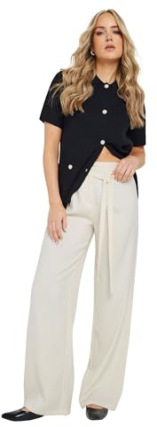 Long Tall Sally - LTS Tall White Double Belt Tie Wide Leg Trousers - Women's