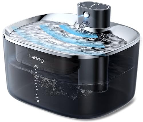 Fontaine à Eau pour Chats sans Fil ni Pompe, 135oz/4L FeelNeedy Fontaine a Eau Chat avec Détection de Mouvement, Batterie 4000mAh Rechargeable