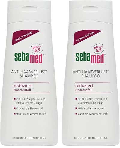 Sebamed Anti-Haarverlust Shampoo, Shampoo gegen Haarausfall, für kräftiges und gesundes Haar, fördert das Wachstum und aktiviert die Haarwurzel, geeignet für Männer und Frauen, 200 ml (Packung mit 2)