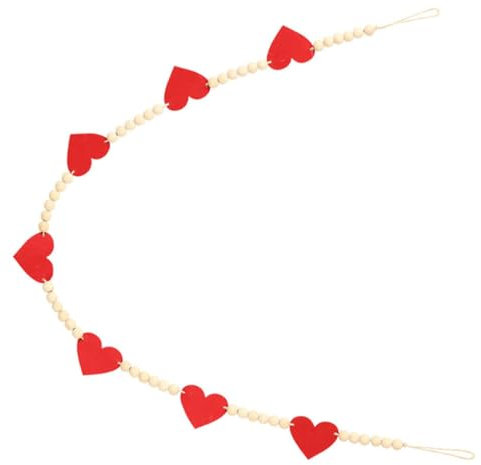 JOINPAYA Valentinstag Herzgirlande Mit Holzperlen Romantische Dekoration Für Hochzeiten Und Feiertage Für Kamin Fenster Und Partys