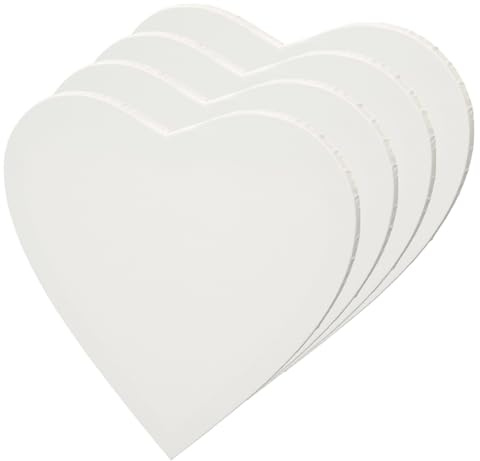 ARTIKUM 4X Herz Leinwand 40 cm | Leinwand auf MDF-Rahmen zum Bemalen, Herzform, vorgrundiert und malfertig | Qualitätsgewebe 380gsm