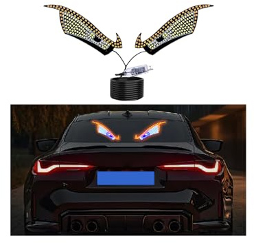 Car Devil Eye Lights,LED Window Devil Eye Lights,Dynamic Devil Eye Car Lights,Car Windscreen and Rear Window USB Plug Push Button Control Eye LED Lights