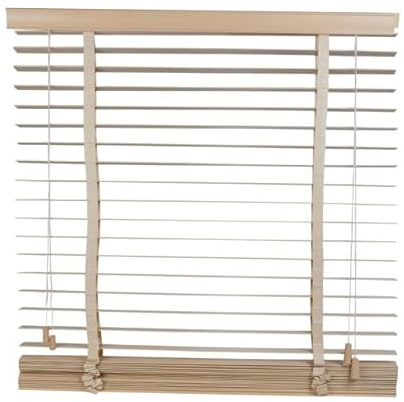 URBNLIVING Real Wood Venetian Blinds, Horizontal Wooden Slats with Privacy Valance & Cord Tilt Control, Pull Cord, Premium Timber Window Shades for Home or Office, Custom Sizes & Colours Available