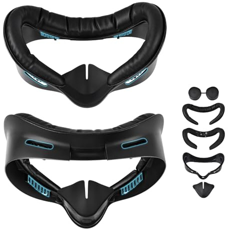 Lampelc Face Cover Pad Facial Interface Compatible with Meta/Oculus Quest 3s Accessories, with 2 Soft PU Face Cushion Pad Replacement for Oculus Quest 3s and Breathable Ice Silk Cotton
