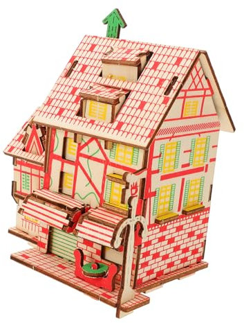 HOMOBABE 1Set Wooden Assembly Puzzle Kit DIY Windmill House Model Sturdy Wood Construction for Adults Engaging Jigsaw Experience present for Birthdays and Parties