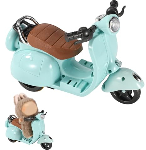 BTFO Puppen Scooter-Spielzeug mit Lichtern und Musik, Drehbar interaktives Modell-Spielzeugfahrzeug Spaß Desktop-Dekor für Puppensammler (Blau)