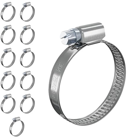 12 abrazaderas de manguera de acero inoxidable, 25-40 mm, juego de abrazaderas de manguera de acero inoxidable 304, abrazaderas ajustables para manguera de gasolina, manguera de jardín, piscina, tubo