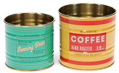 Rex London Vintage Coffee Storage Tins Set of 2 - Retro Storage Tins, Mini | storage tin, snack tin, can storage, vintage kitchen accessories, retro kitchen accessories, snack canister, retro can
