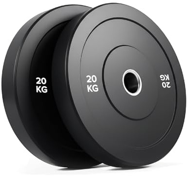 Bumper Weight Plates Pair (5kg–20kg) – Rubber-Coated Cast Iron Olympic Plates with Non-Slip Grip Design for Strength Training, Bodybuilding & Home Gym Workouts