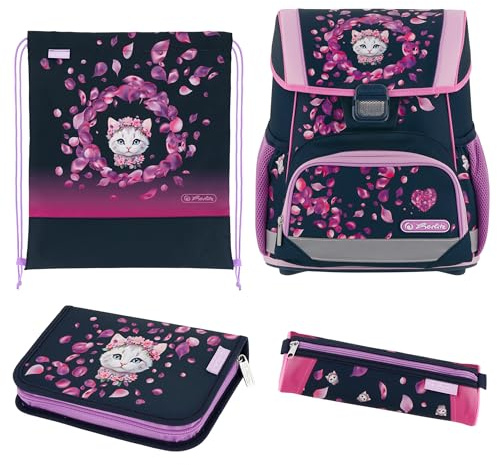 herlitz Schulranzen Set 4-teilig Loop 17 L Ergonomischer Tornister mit geringem Gewicht 1. Klasse Junge Mädchen Kinder