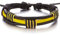 COOLSTEELANDBEYOND Handarbeit Geflochtenem Leder-Armband für Herren für Jungen für Damen Gelb und Schwarz Echtes Leder Wickeln Schweißband