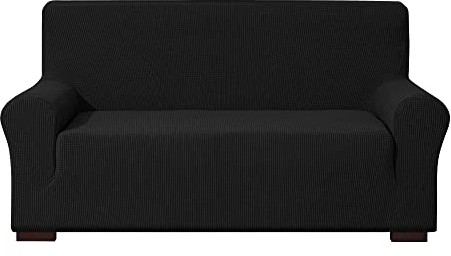 EBETA E Elastisch Sofa Überwürfe Sofabezug, Stretch Sofahusse Sofa Abdeckung Hussen für Sofa, Couch, Sessel 2 Sitzer (Schwarz, 145-185 cm)