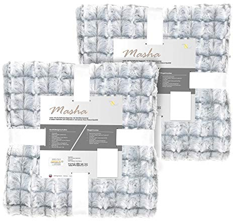 aqua-textil Masha Bettwäsche 135 x 200 cm 4teilig Polar Fleece Wendebettwäsche Fellimitat Bezug mit Reißverschluss grau