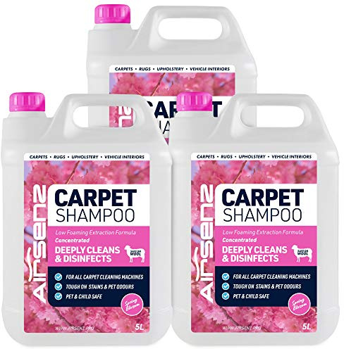 AIRSENZ Professional Carpet Shampoo - Low Foaming Extraction Formula Suitable For All Carpet Cleaning Machines (Spring Blossom, 15L)