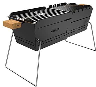 Knister Mobiler Holzkohle-Grill | Ideal Als Camping Grill & Feuerschale | Für 2-6 Personen | Mit Massivem Edelstahl Rost & Made In Germany | Schwarz