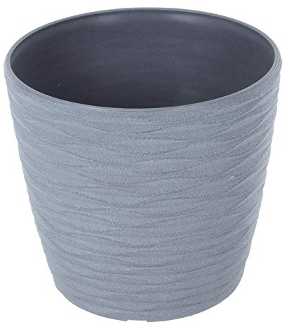 Hodge and Hodge Plastic Plant Pot Weave Effect Flower Planters Indoor Outdoor - Grey 22cm