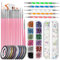 Kit de Nail Art Pinceau, FANDAMEI 15 Pcs Pinceaux Ongles Nail Art Brosses, 5 Pcs Dotting Pens Dotting Tool Nail Art, 10 Pcs Striping Tape Autocollant, 1 Boîte de Strass Colorés, 1 Boîte de Paillettes