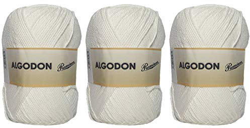 100% Baumwolle Premium Baumwollgarn perfekt zum Basteln und Stricken von Hand (100 g, ca. 220 Meter, 3 Stück)