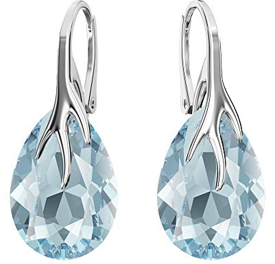 Panda-Jewellery Ohrringe Silber 925 Hängend - Kristallohrringe mit Aquamarin - Damen Schmuck in Tränenform