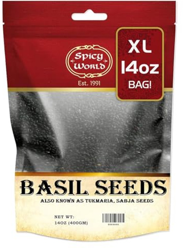 Spicy World Basil Seeds 14 Ounce Bag - Tukmaria, Sabja Seeds - Used in Falooda & Ayurveda