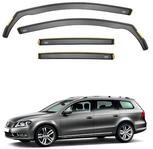 iSpeed Wind Deflectors For Volkswagen VW Passat B6 / B7 5 Door Estate 2005-2014 4pc - Keep Your Car Ventilated in Rain - Reduce Wind Turbulence - Tinted In-Channel Type