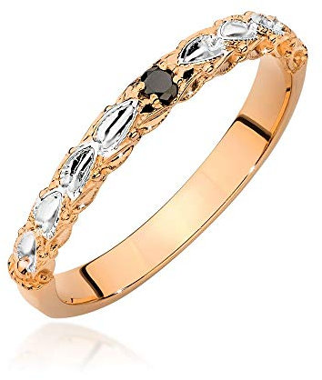Damen Ring 585 14k Gold Rotgold natürlicher echt Schwarze Diamanten Brillanten