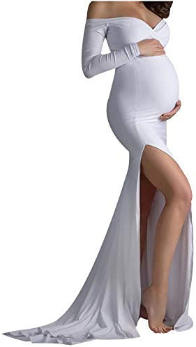 Walaka Robe Grossesse Shooting Photo Sexy Longue Jupe en Mousseline de Soie pour Photographie Mariage Plage Soireé Cérémonie Jupes Enceintes Maternité