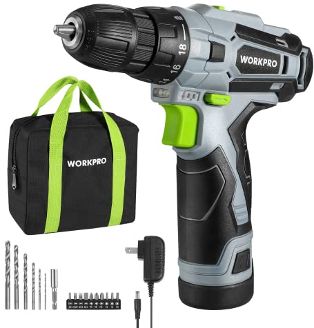WORKPRO 19PC inalámbrico 12V taladro conjunto (gris)