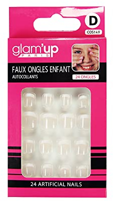 Glam'Up Paris – künstliche Nägel für Kinder – volle Abdeckung – einfach zu verwenden – selbstklebend – 24 künstliche Nägel pro Box – runde quadratische Form – Nr. 149 – French Maniküre