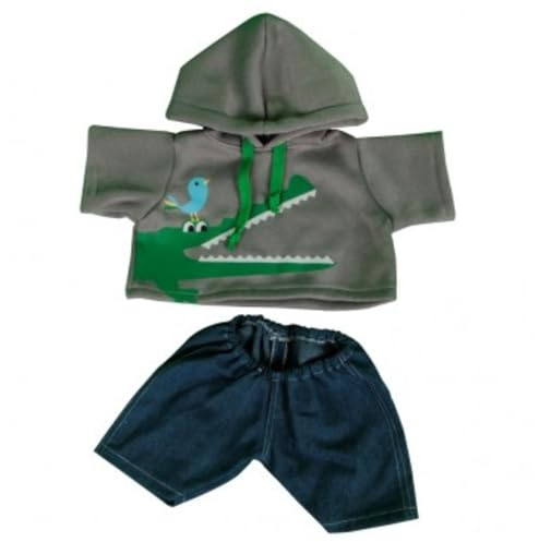 Krokodil Kapuzenpullover und Jeans - 25cm - Teddy Outfit Kleidung - Teddybär Nicht enthalten