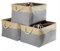 Mangata Jumbo Storage Box set of 3, Canvas Fabric Storage Baskets with Handles for Cupboards, Wardrobe, Shelves, Bathroom, Clothes, Toys, Towel (Foldable, 50x40x30 cm, Grey Beige)