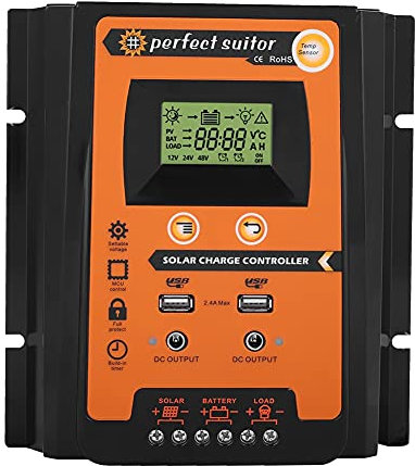 12V / 24V 30A50A MPPT Controlador de carga solar Panel solar Regulador de batería Pantalla LCD USB dual(50A)
